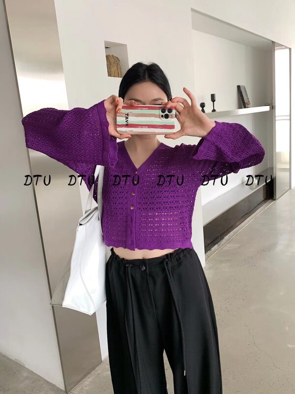 [DTU] Korean hollowed out sunscreen knitted cardigan 33078# LSL