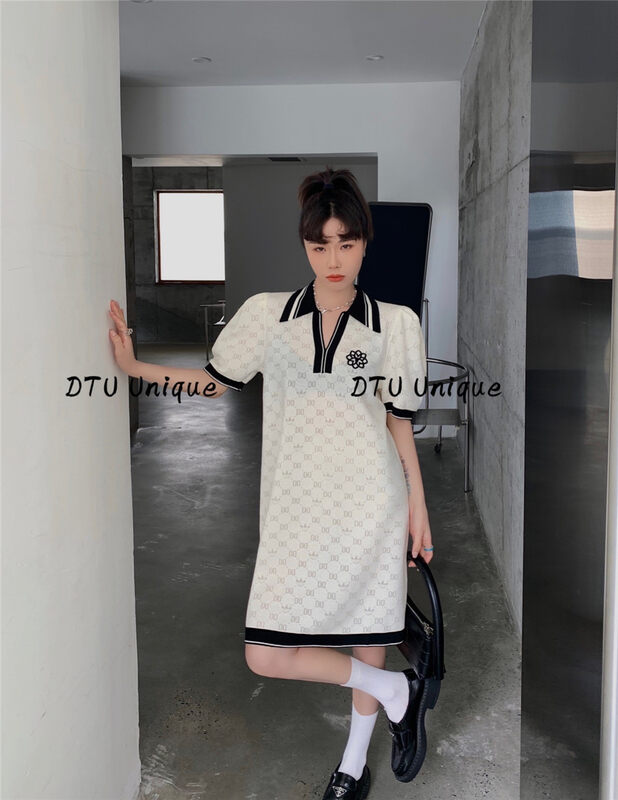 [DTU] Pullover short sleeve Printed Dress 33055 \lsl