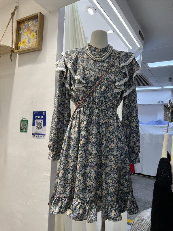 [ya.mei] French retro fungus edge long sleeve dress 82195 \ll