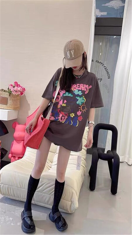 [Naikan Nik] Korean round neck letter short sleeve T-shirt 9807# GYJ