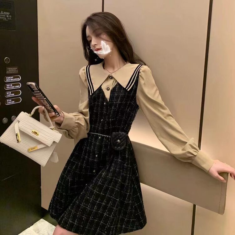 [ya.mei] Vintage Plaid fake two dresses 88888 \ll