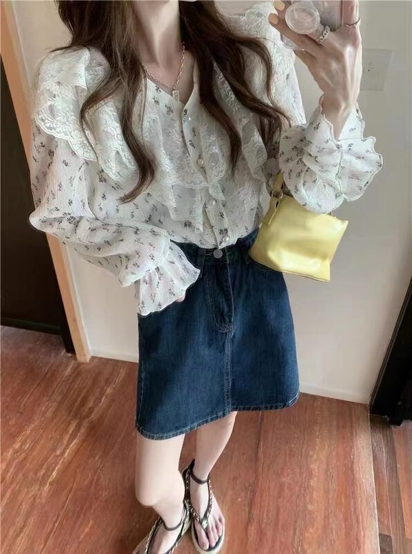 [ya.mei] French Vintage Chiffon temperament shirt 86066 \ll