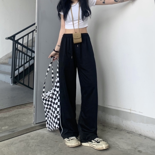 Live shooting spring and summer ins loose and thin straight tube wide leg pants legged casual pants men's and women's fashion