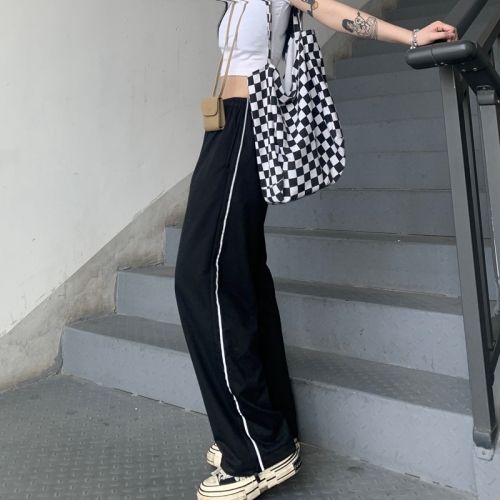 Live shooting spring and summer ins loose and thin straight tube wide leg pants legged casual pants men's and women's fashion