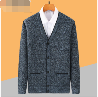 Middle aged men's cardigan new spring and autumn father's clothes elderly wool cardigan warm knitted sweater men