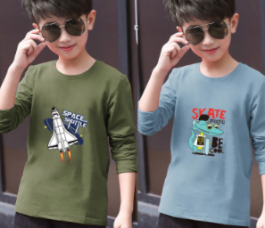 [2 pieces of pure cotton] spring boys' long sleeved T-shirt boys' cotton loose bottomed shirt children's spring and autumn children's clothing top