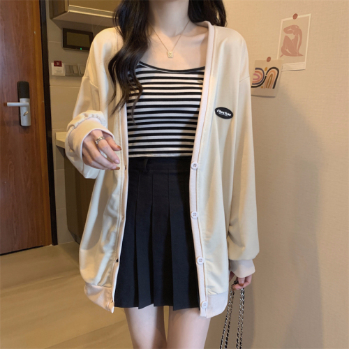 Fish scales thin autumn clothes long sleeved cardigan small coat loose sweater women