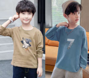 [2 pieces of pure cotton] spring boys' long sleeved T-shirt boys' cotton loose bottomed shirt children's spring and autumn children's clothing top