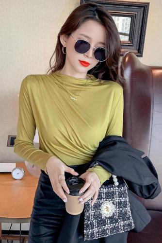 European goods 2022 autumn new net red bottomed shirt with foreign style pure cotton half sleeve tight long sleeve T-shirt women's ins fashion