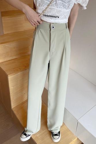Real shooting suit material high waist trousers women's wide leg straight pants loose fitting suit pants