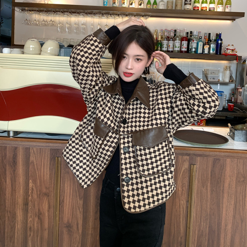 Small fragrance coat women's spring and autumn all-match 2022 new Korean style high-end small houndstooth short top