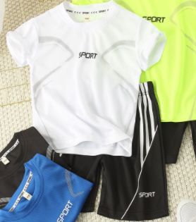 Boys' short-sleeved shorts suit summer thin section children's quick-drying sports suit two-piece set for big children's summer clothes 