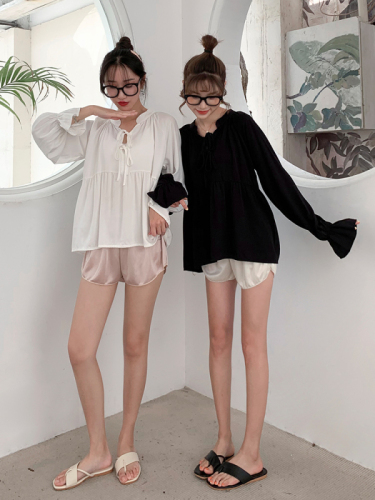 Safety pants anti-glare women's summer thin ice silk shorts silky outer wear no curling pajamas home sexy leggings