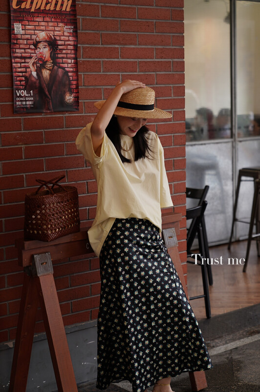 Original price 77.83! [TRUSTME] Casual Simple Solid Color Versatile Short Sleeve T-Shirt (With Shoulder Pads Removable) 68530