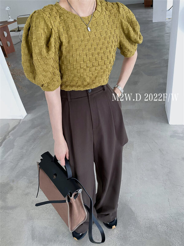 New in early autumn! [M2W.D] Simple solid color puff sleeve shirt 91235# OZQ