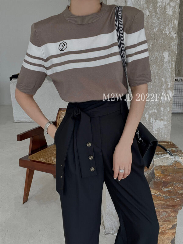 New in early autumn! [M2W.D] round neck color matching all-match small shirt 91301# OZQ