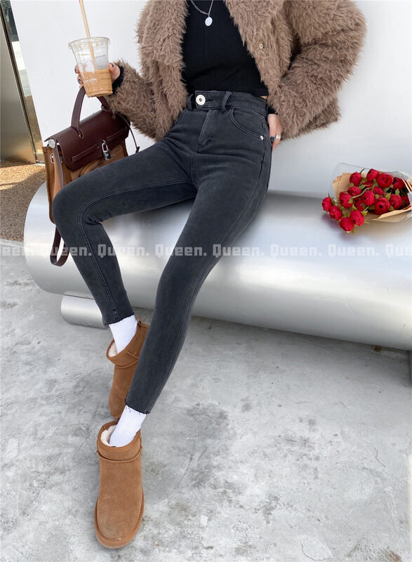 New in early winter!【QUEEN1】Basic all-match raw edge slim jeans 501# OZQ