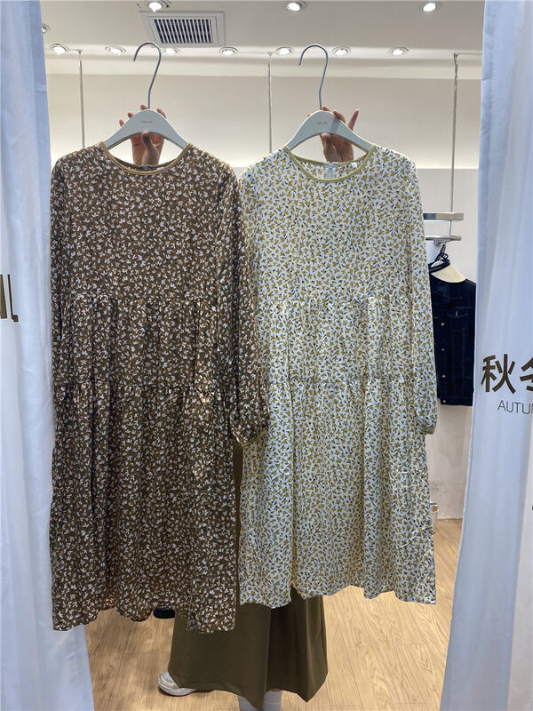 New in early autumn! [Xiao Mi] Korean floral long-sleeved dress 62299# ZJY
