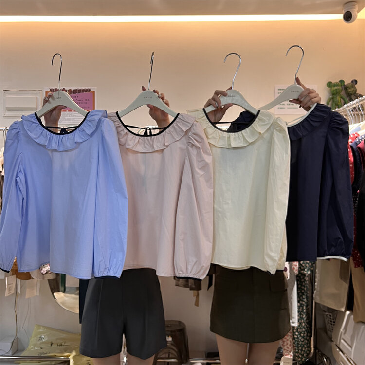 New in early autumn! [M-CANVAS] Color-blocking, comfortable, versatile, and thin shirt 8629# WPL