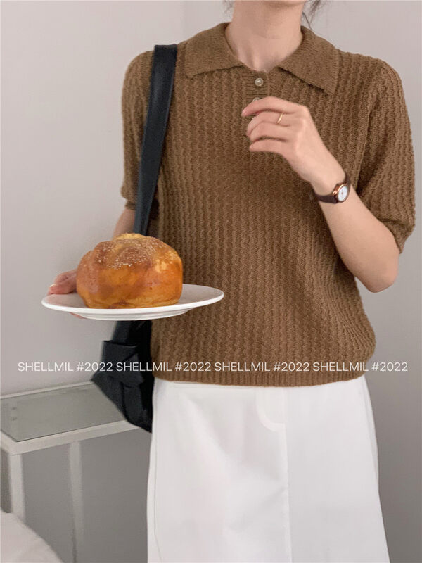 New in early autumn! [Xiao Mi] Polo collar all-match short-sleeved sweater 22051# ZJY
