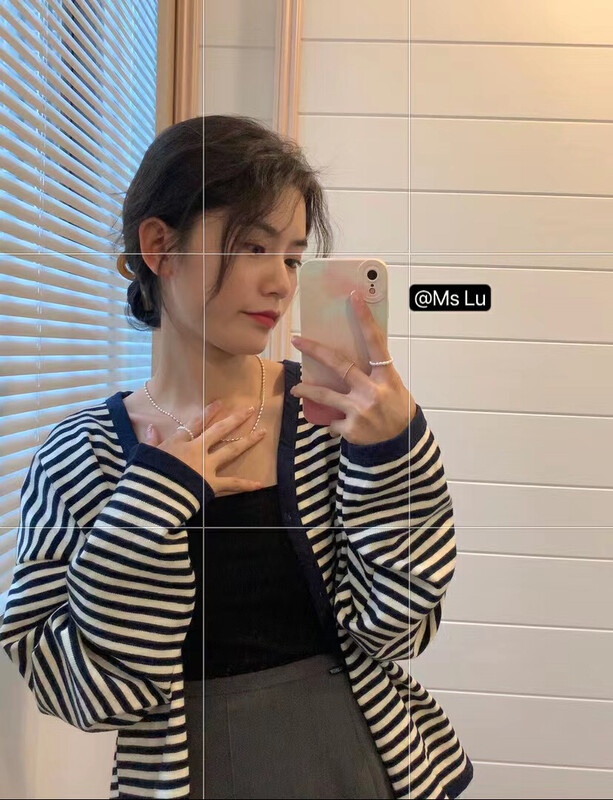 New in early autumn! [Xiaolujia] V-neck striped all-match classic and comfortable knitted cardigan (only cardigans are sold) 6612# WTT