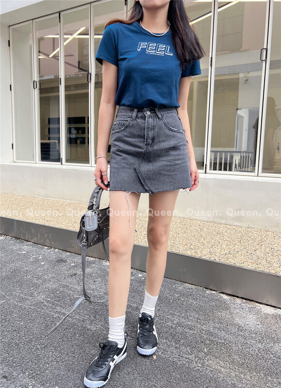 【QUEEN】Casual slimming denim skirt 601# OZQ