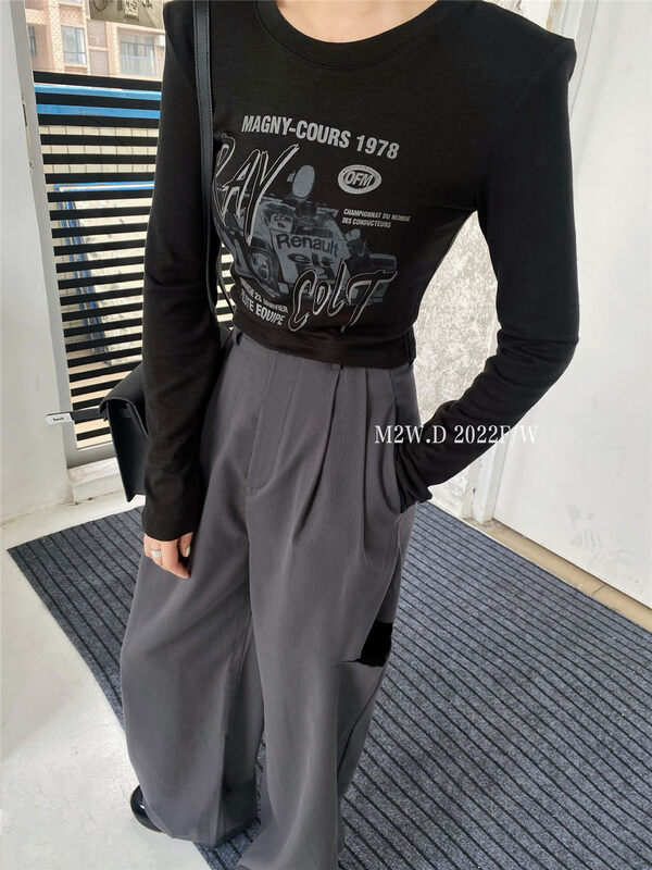 New in early autumn! [M2W.D] Casual short printed long-sleeved T-shirt 91208# OZQ