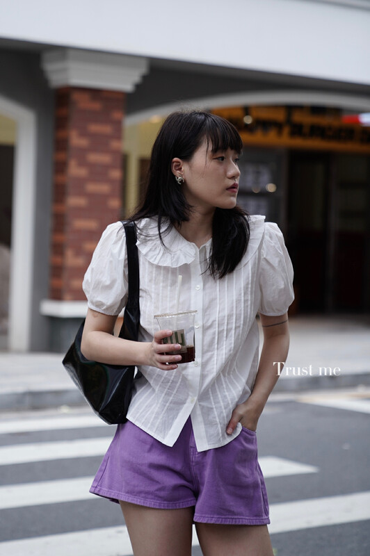 [TRUSTME] Korean version of age-reducing doll collar puff sleeve shirt 68510