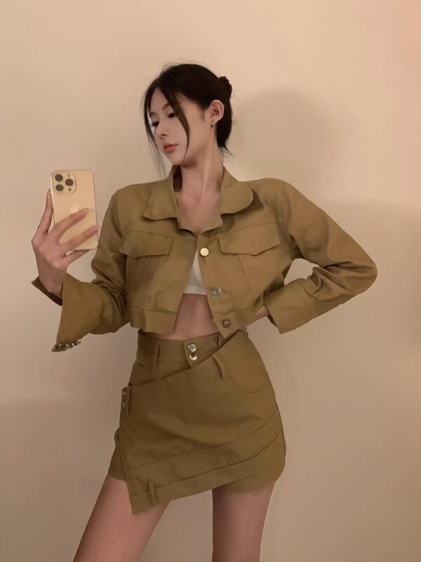 New in early autumn! [HH] Simple short coat + small design culottes two-piece suit 8727# LSL
