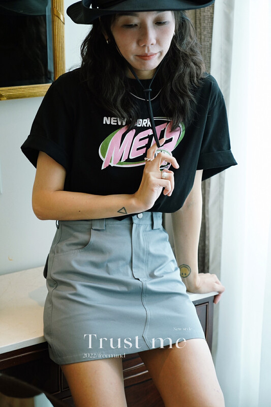 [TRUSTME] Korean version of the loose letter pattern personality trend short-sleeved T-shirt 68830