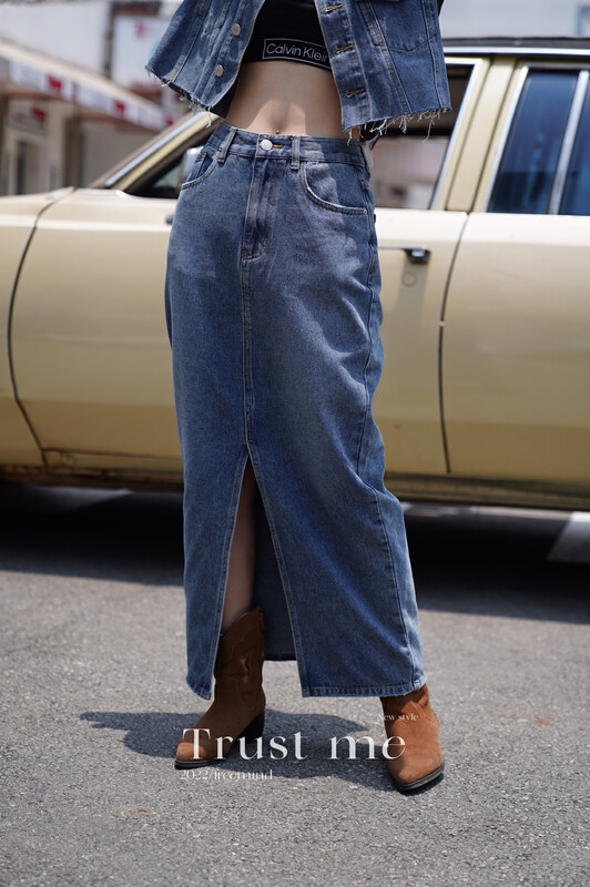 【TRUSTME】Front slit denim skirt skirt 40062