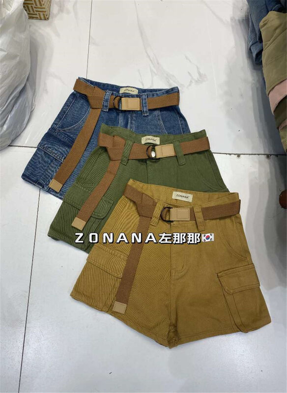 New in early autumn! [ZONANA Zuo Nana] High waist tooling double pocket denim shorts (with belt) 748# ZXX