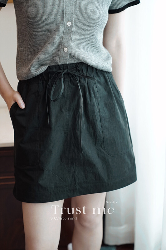 Original price 88.99! [TRUSTME] Korean version basic all-match drawstring skirt 68950