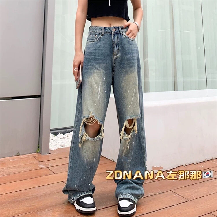New in early autumn! [ZONANA Zuo Nana] ripped all-match fashion jeans 727# ZXX