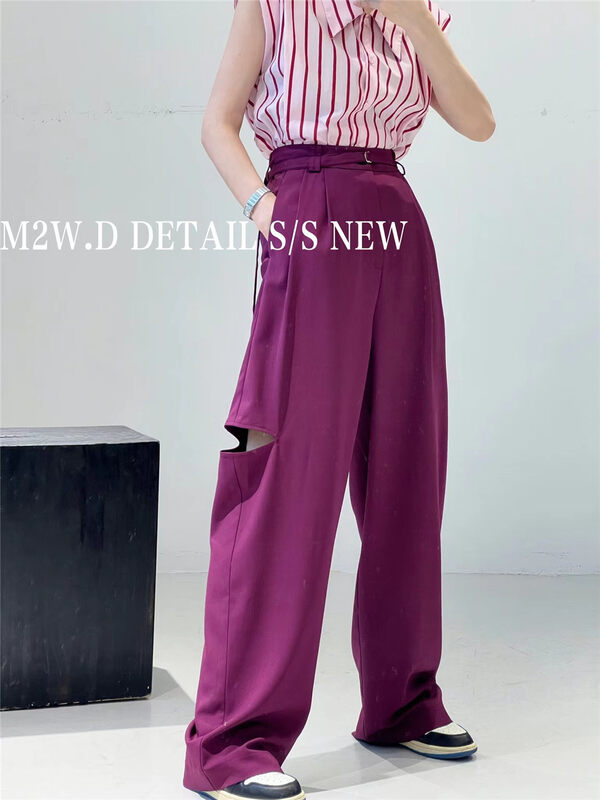 【M2W.D】Basic all-match loose solid color trousers (with belt) 991016# OZQ