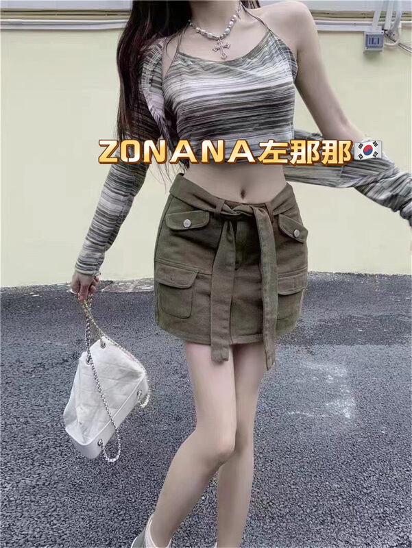 New in early autumn! [ZONANA Zuo Nana] Fashionable tooling multi-pocket skirt (with belt) 736# ZXX