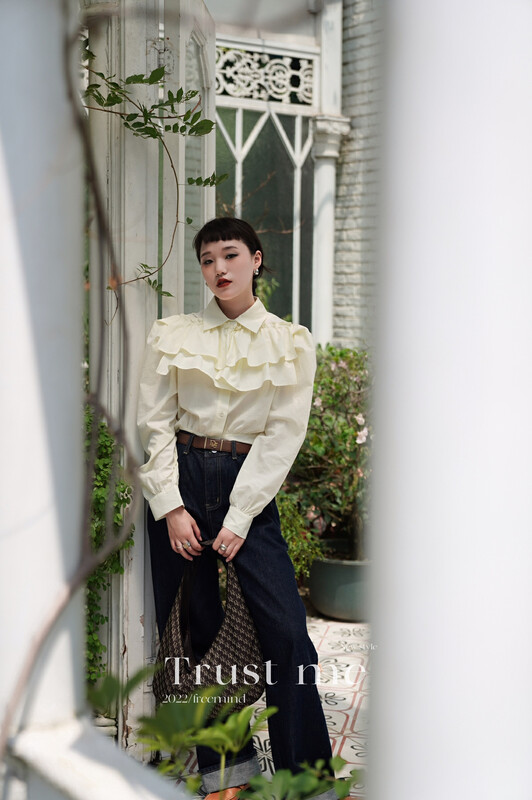 【TRUSTME】Temperament stitching ruffled shirt 40024# JHY