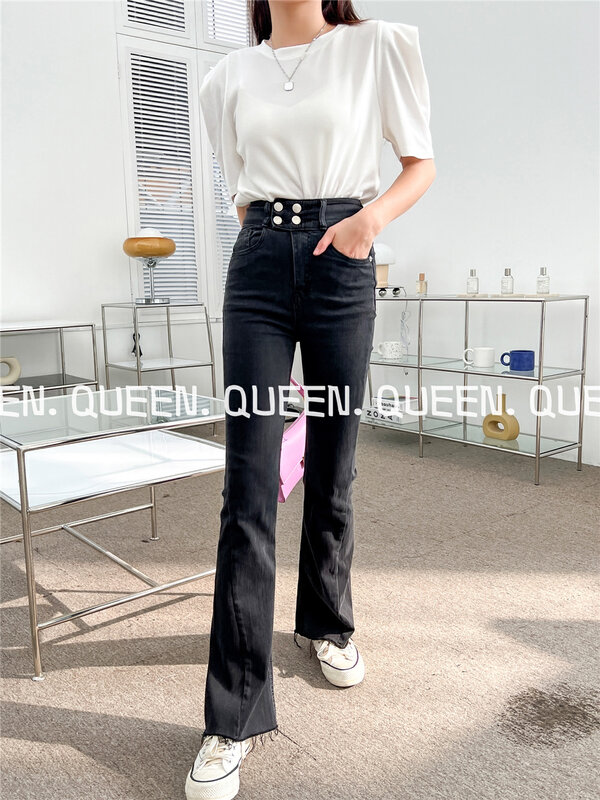 New in early spring!  【QUEEN1】High waist all-match slim jeans 538# OZQ