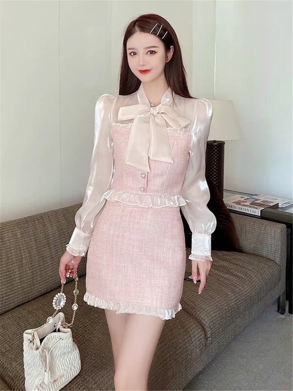 New in early autumn! [MQL] color matching niche shirt + high waist lady skirt suit 158# WPL