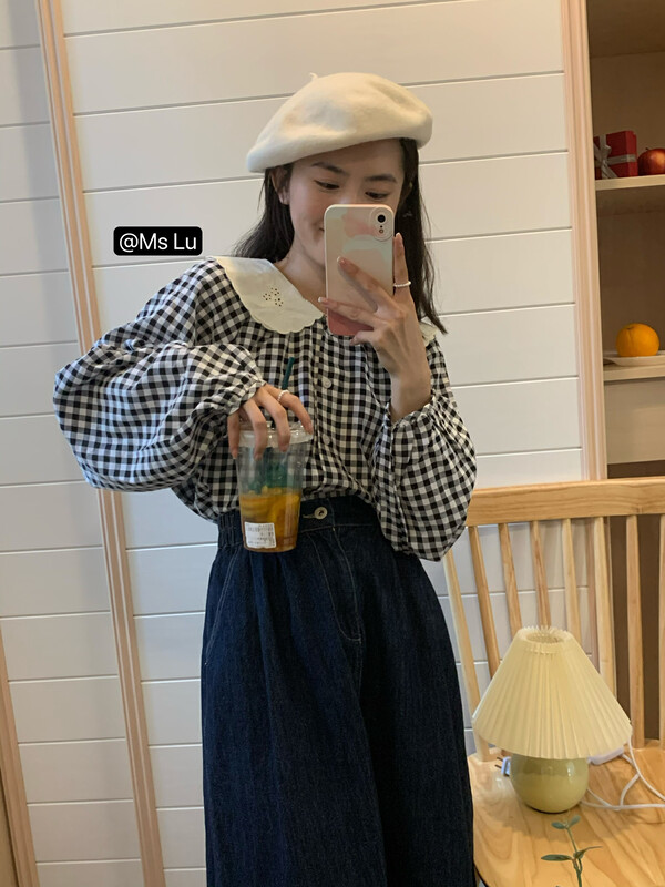 New in early autumn! [Xiaolujia] Sweet plaid fashion shirt 8812# WTT
