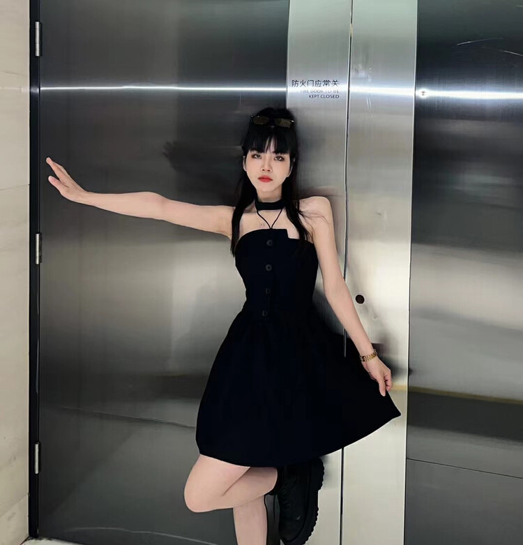 【HH】Sexy Waist Tube Top Halter Dress 8584# LSL