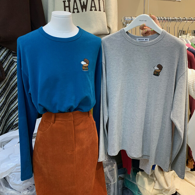 Original price 66.55! [TRUSTME] Retro wild round neck long-sleeved T-shirt 22110