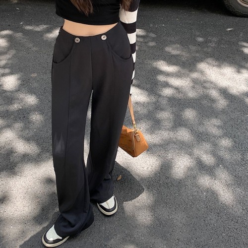 2022 autumn new style suit pants women's high-waisted loose vertical straight-leg pants mopping wide-leg pants