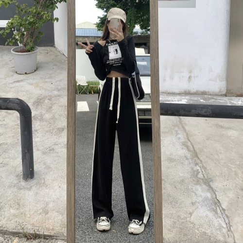 Real shot real price 260g big fish scale autumn high street casual sports casual pants women wide leg is thin