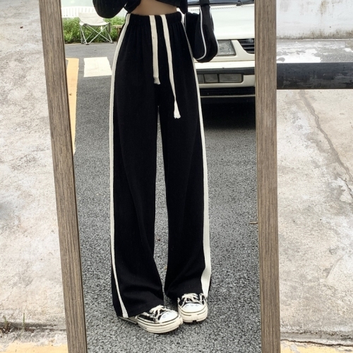 Real shot real price 260g big fish scale autumn high street casual sports casual pants women wide leg is thin
