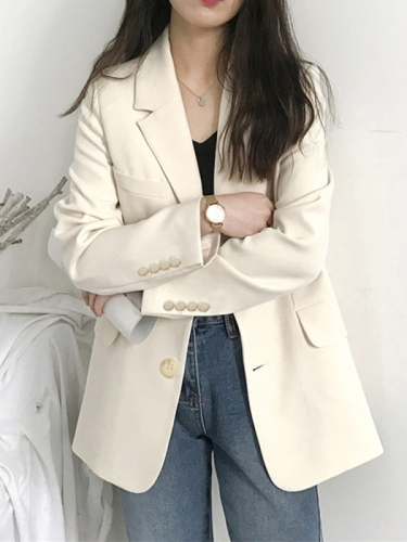 Small suit jacket female  spring and autumn new high-end design sense niche casual white suit top