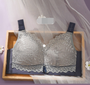 Big breasts show small underwear women's ultra-thin pure desire lace gathered on the collection side breasts sexy anti-sagging bra