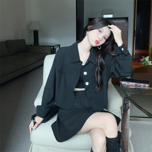 Real price real price New Korean version solid color small suit loose short jacket women