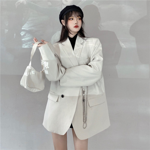 White chain small suit women's  autumn new Korean version ins dark air suit jacket trend