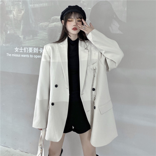 White chain small suit women's  autumn new Korean version ins dark air suit jacket trend